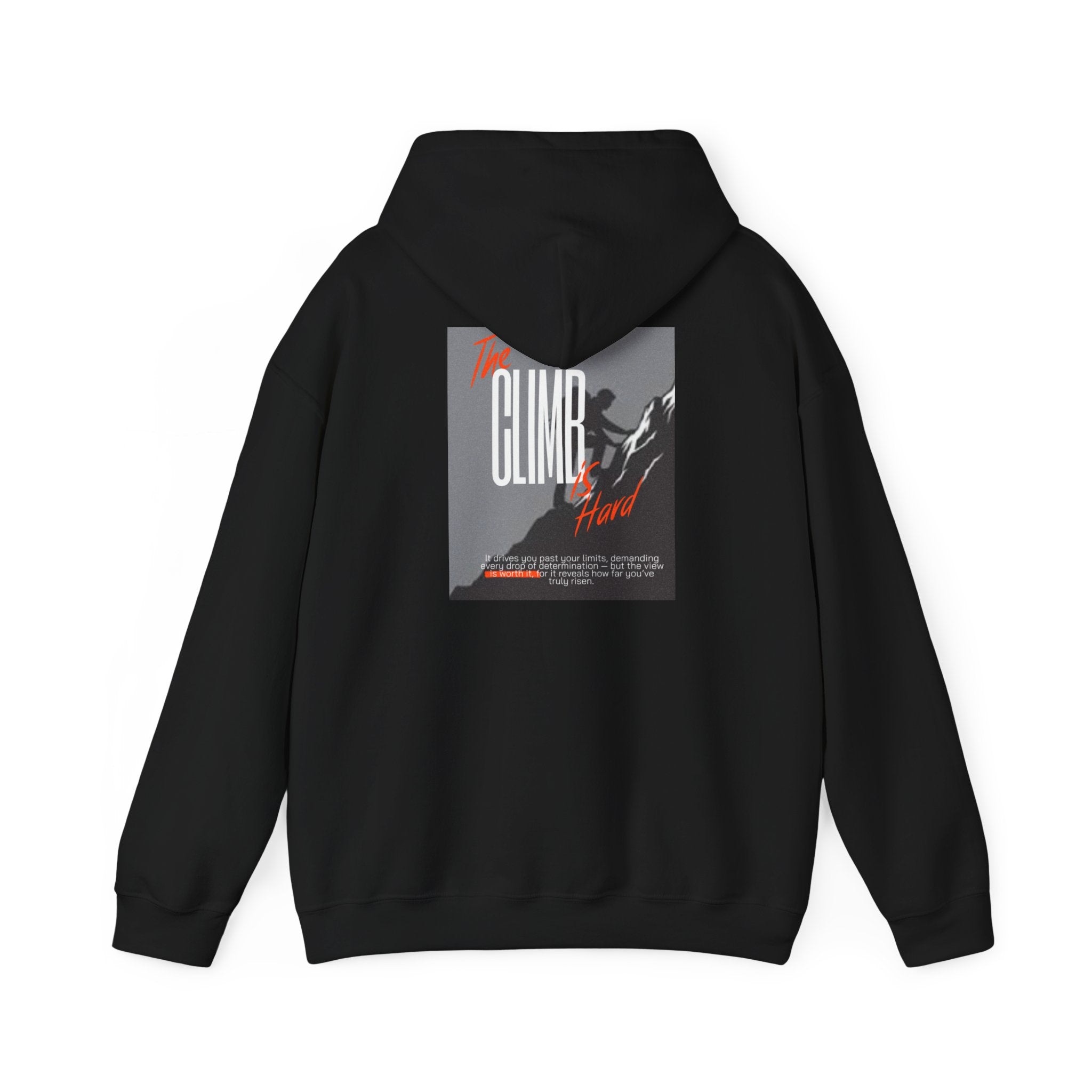 Climb Hard Hoodie — Mountain Graphic Back Print Outdoor Climbing Sweatshirt